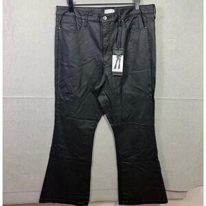 Sofia Jeans Melisa High Rise Flare Coated Black Denim Women’s Size 18